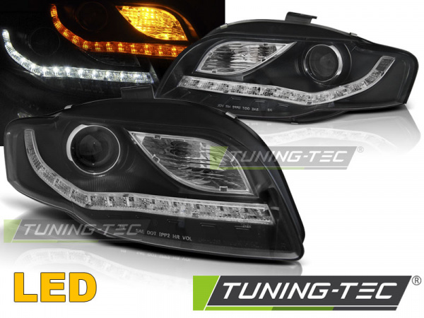 LED Tagfahrlicht Design Scheinwerfer für Audi A4 B7 05-08 schwarz